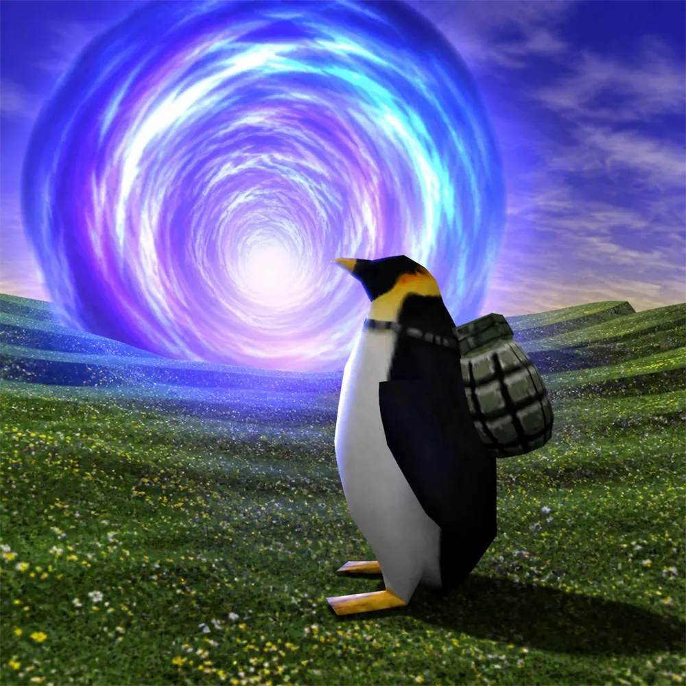 penh standing in front of a glowing portal