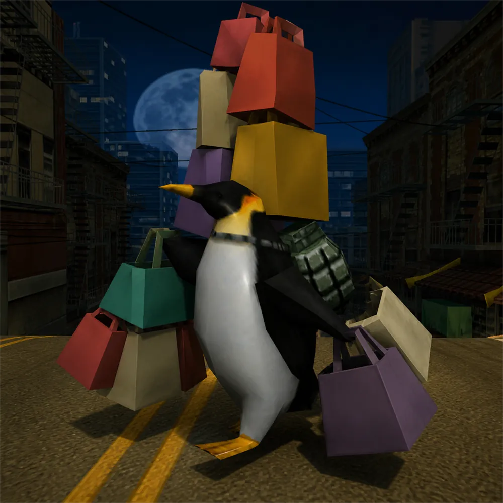 penh carrying a huge pile of shopping bags